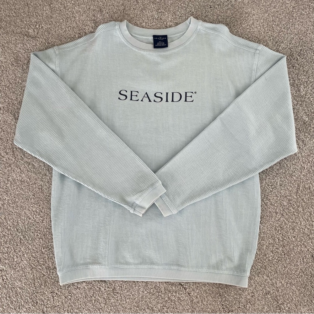 Seaside Ribbed Crewneck Light Blue Navy Small New The Seaside Style